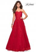 Picture of: Strapless Tulle Prom Dress with Lace Appliques in Red, Style: 27269, Detail Picture 2