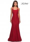 Picture of: Stretch Lace Mermaid Prom Dress with Cut Out Back in Red, Style: 27484, Detail Picture 2