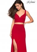 Picture of: Faux Two Piece Dress with Exposed Zipper and Cut Outs in Red, Style: 27588, Detail Picture 2
