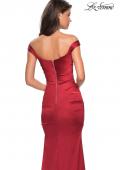 Picture of: Off the Shoulder Form Fitting Dress with Exposed Zipper in Red, Style: 27821, Detail Picture 2