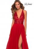 Picture of: A-line Tulle Dress with Sequined Bodice and Pockets in Red, Style: 28908, Detail Picture 2