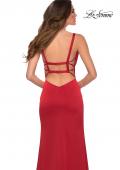 Picture of: Long Satin Prom Dress with Square Neckline in Red, Style 29349, Detail Picture 2