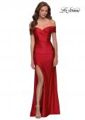 Picture of: Off the Shoulder Chic Jersey Gown with Ruching in Red, Style 29781, Detail Picture 2