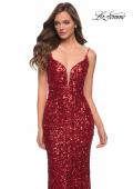 Picture of: Gorgeous Sequin Dress with V Neck and Open Back in Red, Style 29872, Detail Picture 2