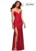 Picture of: Rhinestone Strap Simple Long Jersey Dress in Red, Style: 30435, Detail Picture 2