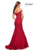 Picture of: Mermaid Lace Off the Shoulder Gown with Sheer Back in Red, Style: 30564, Detail Picture 2