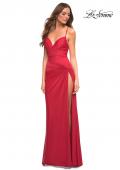 Picture of: Jersey Gown Featuring High Slit and Knot Detail in Red, Style: 30724, Detail Picture 2