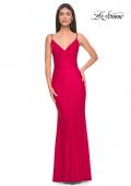 Picture of: Illusion Back with Boning Detail on Jersey Prom Dress in Red, Style: 32153, Detail Picture 2