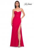Picture of: Lace Bustier Strapless Dress with Ruched Jersey Skirt in Red, Style: 32234, Detail Picture 2