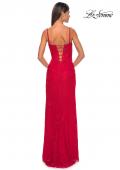Picture of: Stretch Lace Gown with Boning Detail and Lace Up Back in Red, Style: 32237, Detail Picture 2