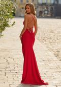 Picture of: Ruched Sweetheart Gown with Slit and Lace-Up Back in Red, Style: 33361, Detail Picture 2