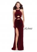 Picture of: Long Jersey Prom Dress with Cut Outs and Low Scoop Back in Red, Style: 25422, Detail Picture 3