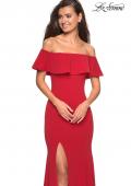 Picture of: Long Off The Shoulder Prom Dress with Side Slit in Red, Style: 27096, Detail Picture 3