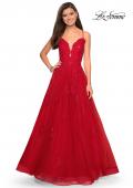 Picture of: Classic Prom Ball Gown with Lace Applique Details in Red, Style: 27463, Detail Picture 3
