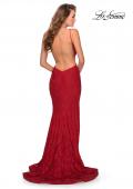 Picture of: Open Back Jersey Prom Dress with High Neckline in Red, Style: 28619, Detail Picture 3