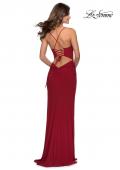 Picture of: Chic Jersey Dress with Intricate Lace Up Back in Red, Style: 28792, Detail Picture 3