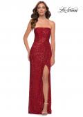 Picture of: Simple Sequin Strapless Dress with Faux Wrap Skirt in Red, Style 29681, Detail Picture 3