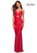 Picture of: Cut Out Prom Dress with Ruching and Open Back in Red, Detail Picture 3