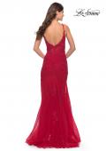 Picture of: Lace Dress with High Side Slit and V Neckline in Red, Style: 30767, Detail Picture 3