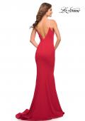 Picture of: Jersey Long Dress with Diamond Thin Straps in Red, Style: 30785, Detail Picture 3