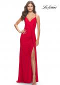 Picture of: Soft Jersey Dress with Knot Waist and Lace Up Back in Red, Style: 31169, Detail Picture 3