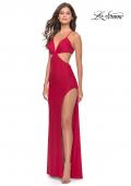 Picture of: Jersey Prom Dress with Side Cut Outs and Tie Back in Red, Style: 31292, Detail Picture 3