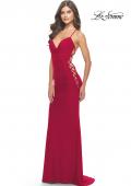 Picture of: Unique Jersey Dress with Open Criss Cross Sides in Red, Style: 31315, Style: 31315