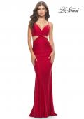 Picture of: Twist Front Cut Out Rhinestone Jersey Dress in Red, Style: 31339, Detail Picture 3