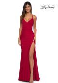 Picture of: Simple Prom Dress with Side Ruching and Lace Up Back in Red , Style: 33103, Detail Picture 3