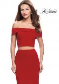 Picture of: Form Fitting Off the Shoulder Jersey Mermaid Dress in Red, Style: 25578, Detail Picture 2
