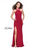 Picture of: High Neck Prom Dress with Halter Double Strap Detail in Red, Style: 25883, Detail Picture 2