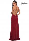 Picture of: Simple Jersey Prom Gown with Criss Cross Open Back in Red, Style: 27179, Detail Picture 4