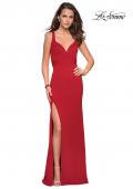 Picture of: Long Jersey Prom Dress with Cut Out Back Detail in Red, Style: 27181, Detail Picture 4