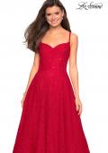 Picture of: Lace Organza Evening Gown with Sweetheart Neckline in Red, Style: 27449, Detail Picture 4