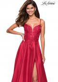 Picture of: Long Ball Gown with Lace and Rhinestone Bodice in Red, Style: 27528, Detail Picture 4