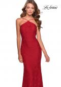 Picture of: Open Back Jersey Prom Dress with High Neckline in Red, Style: 28619, Detail Picture 4