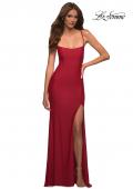 Picture of: Long Prom Dress in Luxurious Jersey with Slit in Red, Detail Picture 4