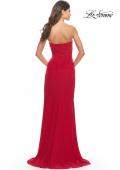 Picture of: Stunning Long Gown with Sheer Waist and High Slit in Red, Style: 31058, Detail Picture 4
