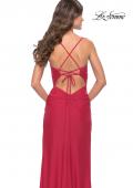 Picture of: Ruched Deep V Dress with Trendy High Slit in Red, Style: 31127, Detail Picture 4