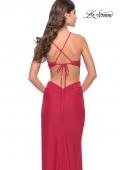 Picture of: Unique Jersey Gown with Front Cut Outs and Criss Cross Straps in Red, Style: 31293, Detail Picture 4