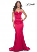 Picture of: Stretch Satin Gown with Draped Sweetheart Neckline in Red, Style: 31915, Detail Picture 4
