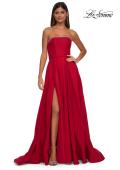 Picture of: A-line Mikado Prom Dress with Rhinestone Neckline in Red, Style: 33063, Detail Picture 4