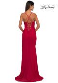 Picture of: Simple Prom Dress with Side Ruching and Lace Up Back in Red , Style: 33103, Detail Picture 4