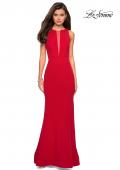 Picture of: High Neckline Jersey Prom Dress with Open Back in Red, Style: 27124, Detail Picture 5