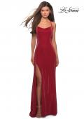 Picture of: Simple Jersey Prom Gown with Criss Cross Open Back in Red, Style: 27179, Detail Picture 5