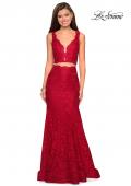 Picture of: Two Piece Lace Prom Dress with Rhinestones in Red, Style: 27302, Detail Picture 5