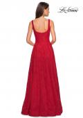 Picture of: Long Lace Prom Dress with Attached Shorts in Red, Style: 27476, Detail Picture 5