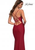 Picture of: Long Prom Dress in Luxurious Jersey with Slit in Red, Detail Picture 5