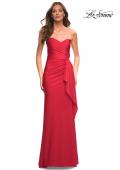 Picture of: Strapless Evening Dress with Ruffle on Slit in Red, Detail Picture 5