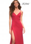 Picture of: Simple Thick Jersey Gown with High Skirt Slit in Red, Detail Picture 5